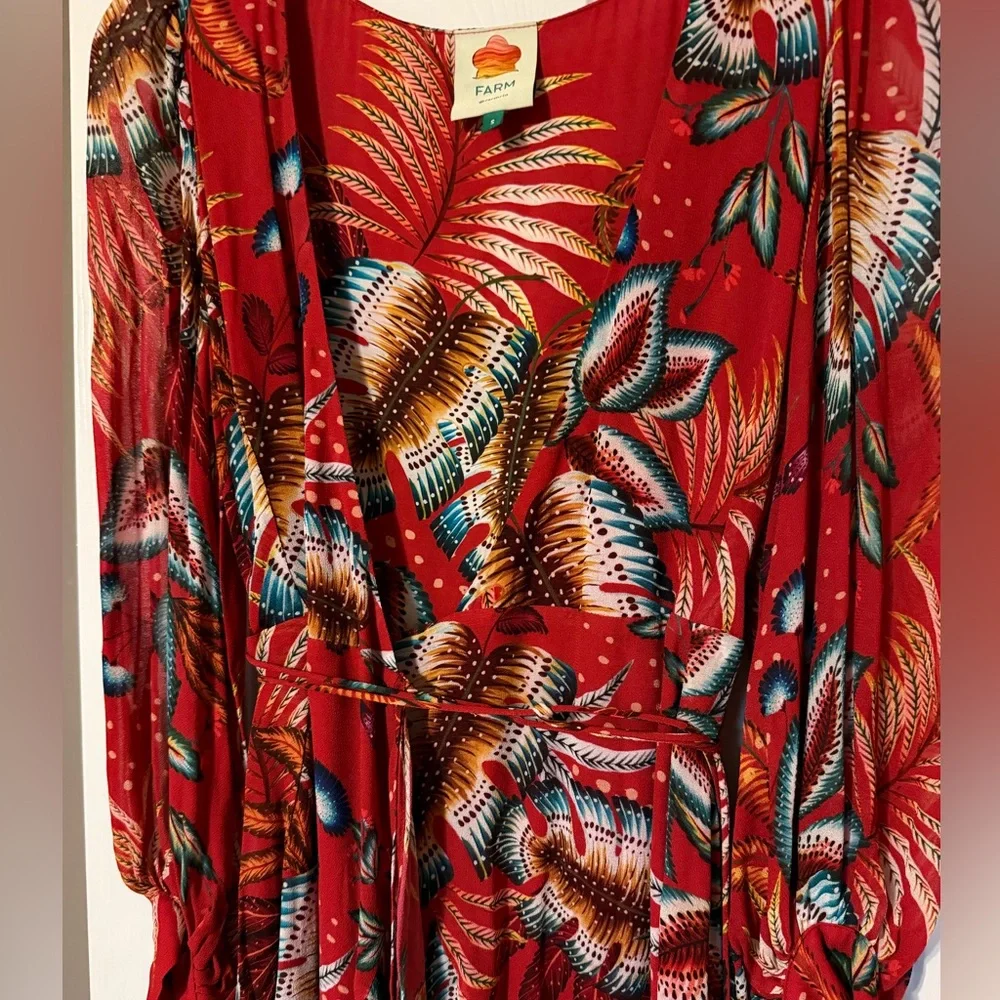 Farm Rio Elegant Red Floral Maxi Dress size small - Picture 3 of 8